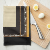 ブラックサテンシルク生地フォトフレーム装飾Wi キッチンタオル (四つ折り)