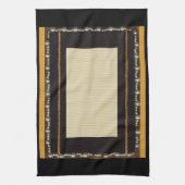 ブラックサテンシルク生地フォトフレーム装飾Wi キッチンタオル (縦)