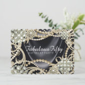 ブラックサテンパールグラマラス誕生日パーティー 招待状 (スタンド正面)