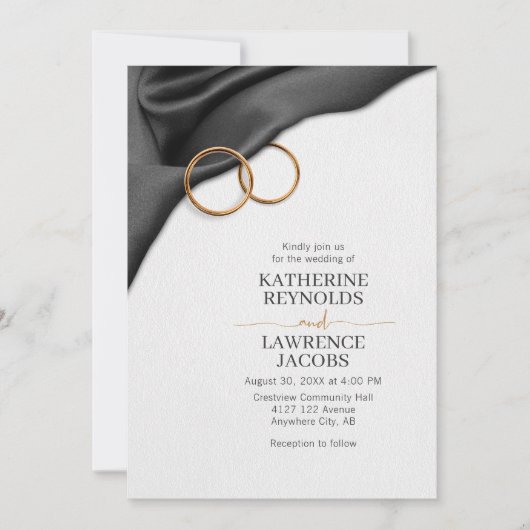 ブラックサテン結婚式招待状 招待状 (正面)