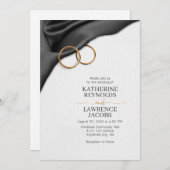 ブラックサテン結婚式招待状 招待状 (正面/裏面)