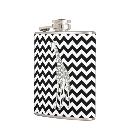 ブラックサファリシェブロンとアポップ・アートのートキリン フラスク (左)