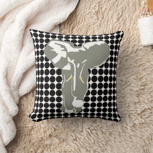 ブラックサファリドットポップ・アートのウィズアートエレファント クッション (ブランケット)