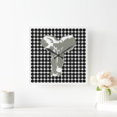 ブラックサファリドットポップ・アートのウィズアートエレファント スクエア壁時計 (ホーム)