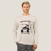 ブラックサブウェイマップジオメトリック抽象芸術ラビリンス トライブレンドＴシャツ (正面全体)