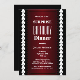 ブラックサプライズ赤と白誕生日ディナー 招待状