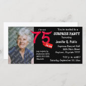 ブラックサプライズ75thバースデーパーティフォト招待状 (正面/裏面)