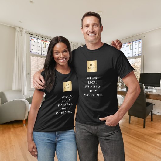 ブラックサポートのローカルビジネスロゴのスローガン Tシャツ