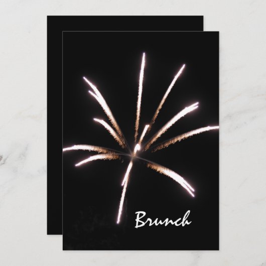 ブラックサマーの結婚式後ランチでの花火 招待状 (正面/裏面)