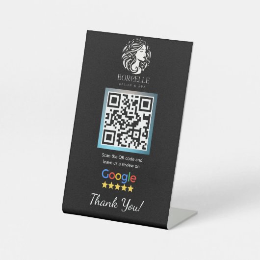 ブラックサロンGoogleレビューカウンタスタンドテンプレート 台座サイン (正面)