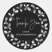 ブラックサンキュークリスマスホリーリース ラウンドシール (正面)