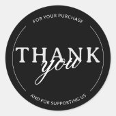 ブラックサンキュースモールビジネスミニマリストステッカー ラウンドシール (正面)
