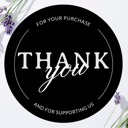 ブラックサンキュースモールビジネスミニマリストステッカー ラウンドシール