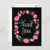 ブラックサンキューピンク牡丹フローラリース ポストカード (正面/裏面)