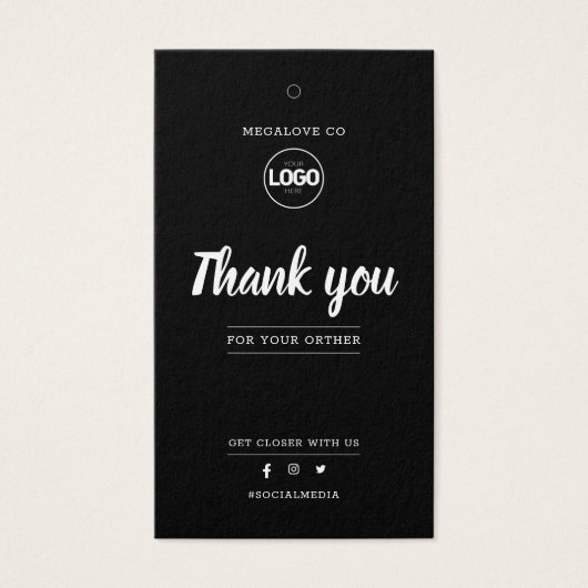 ブラックサンキューロゴ価格サイズ服つるラベル (正面)