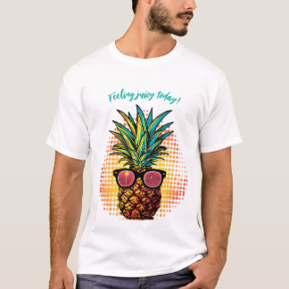 ブラックサングラススポーツのにパイナップル Tシャツ
