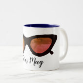 ブラックサングラスパーソナライズされた ツートーンマグカップ (正面右)