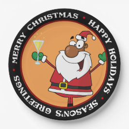 ブラックサンタからハッピーホリデーズトースト ペーパープレート