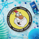 ブラックサンタがリストをいけな作る ペーパープレート (パーティー)