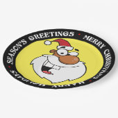 ブラックサンタがリストをいけな作る ペーパープレート (アングル)