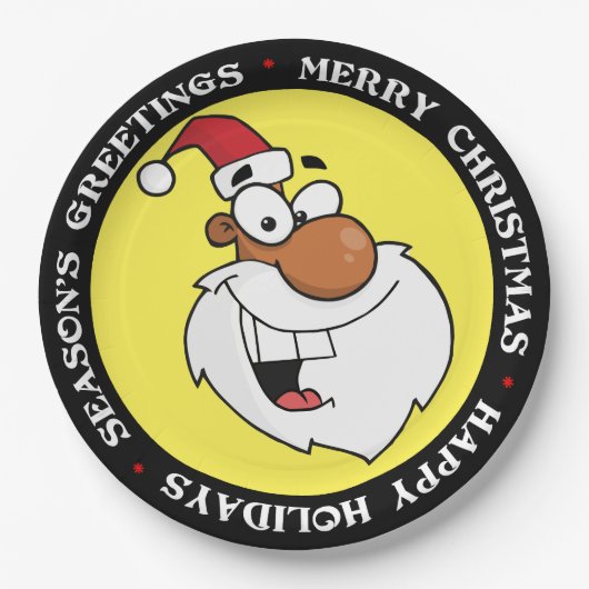 ブラックサンタがリストをいけな作る ペーパープレート (正面)