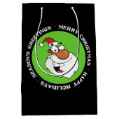 ブラックサンタがリストをいけな作る ミディアムペーパーバッグ (正面)