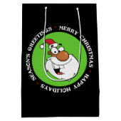 ブラックサンタがリストをいけな作る ミディアムペーパーバッグ (裏面)