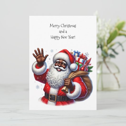 ブラックサンタとギフトのバッグフラットカードパーソナライズ (スタンド正面)