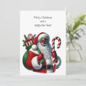 ブラックサンタとギフトのバッグフラットカードパーソナライズ (スタンド正面)