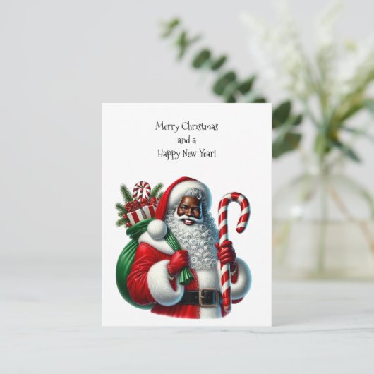 ブラックサンタとギフトバッグ シーズンポストカード (スタンド正面)