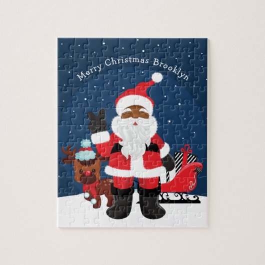 ブラックサンタとソリ ジグソーパズル (縦)