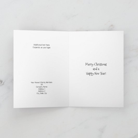 ブラックサンタと暖炉のパーソナライズされたクリスマス カード (内部)