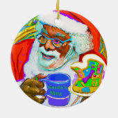 ブラックサンタをフィーチャーしたセラミックサークルオーナメント セラミックオーナメント (裏面)