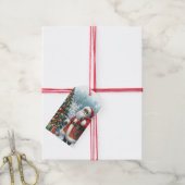 ブラックサンタアド文字と名前クリスマス ギフトタグ (より糸付き)