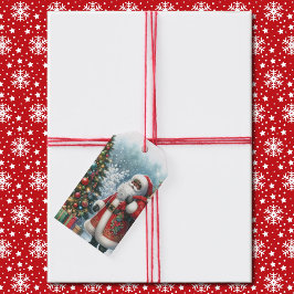 ブラックサンタアド文字と名前クリスマス ギフトタグ