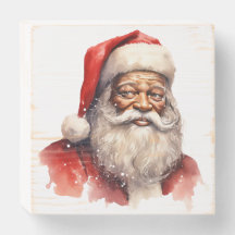 ブラックサンタクリスマスウッドボックスサイン