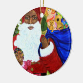 ブラックサンタクリスマスオーナメント-クリスマスデコールギフト セラミックオーナメント (左)