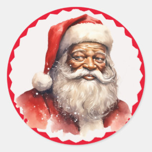 ブラックサンタクリスマスステッカー ラウンドシール