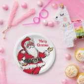 ブラックサンタクリスマスホリデーパーティー紙プレート ペーパープレート (パーティー)