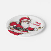 ブラックサンタクリスマスホリデーパーティー紙プレート ペーパープレート (アングル)