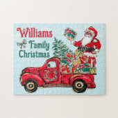 ブラックサンタクリスマスレッドトラックファミリーパズル ジグソーパズル (横)