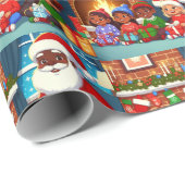ブラックサンタクロースとファミリーラッピング紙 ラッピングペーパー (ロールコーナー)