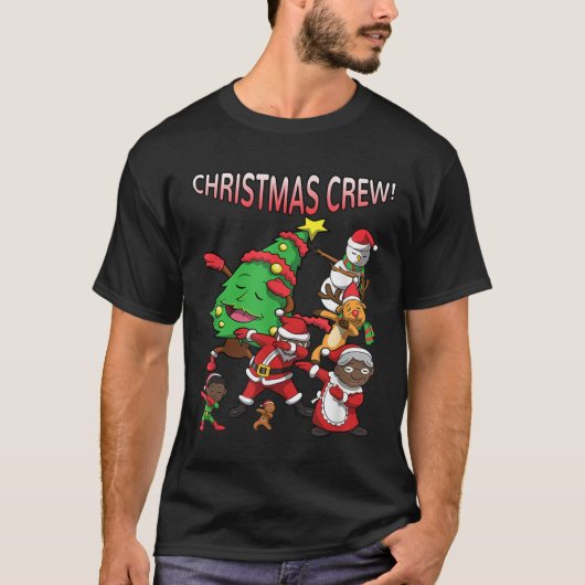 ブラックサンタクロースのアフリカ系アメリカ人クリスマスクルー Tシャツ (正面)