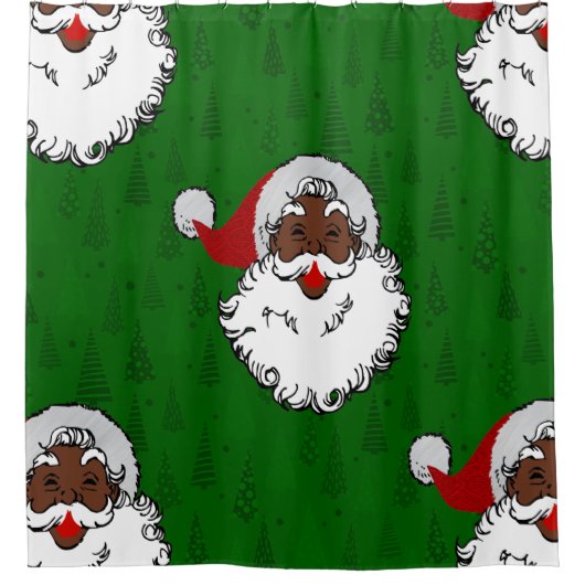 ブラックサンタクロースのクリスマス シャワーカーテン (正面)