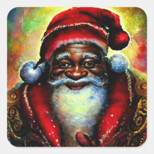 ブラックサンタクロースのクリスマス スクエアシール