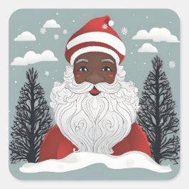 ブラックサンタクロースのクリスマス スクエアシール