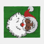 ブラックサンタクロースのクリスマス フリースブランケット (正面(横))