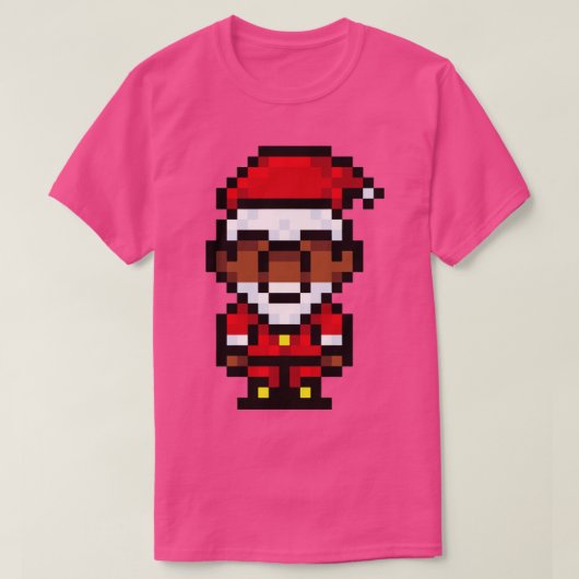 ブラックサンタクロースのピクセルアート Tシャツ (デザイン正面)