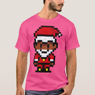 ブラックサンタクロースのピクセルアート Tシャツ