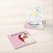 ブラックサンタクロースクランベリーストライプ スクエアペーパーコースター (インサイチュ)